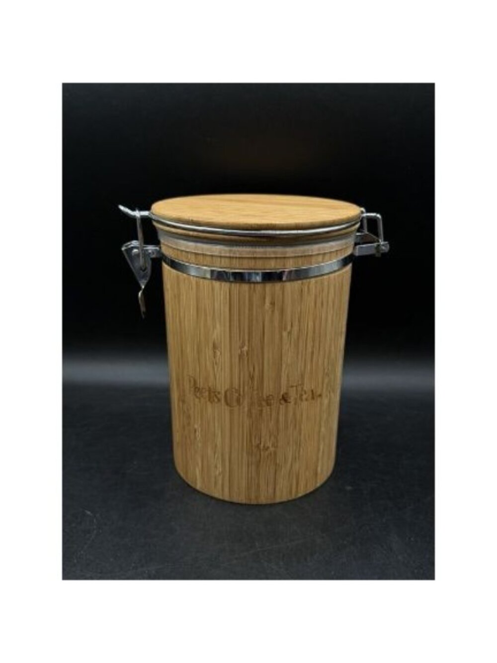 Peet’s Coffee Large Bamboo Coffee Bean Plastic 7.5” Canister Vintage READ